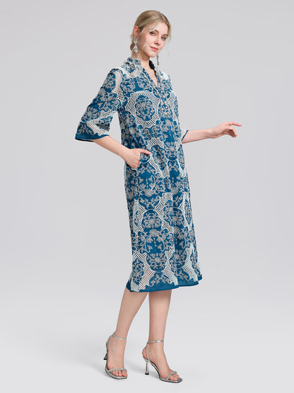 Cutwork Embroidered Beaded Straight Dress