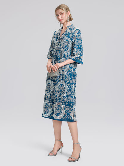 Cutwork Embroidered Beaded Straight Dress