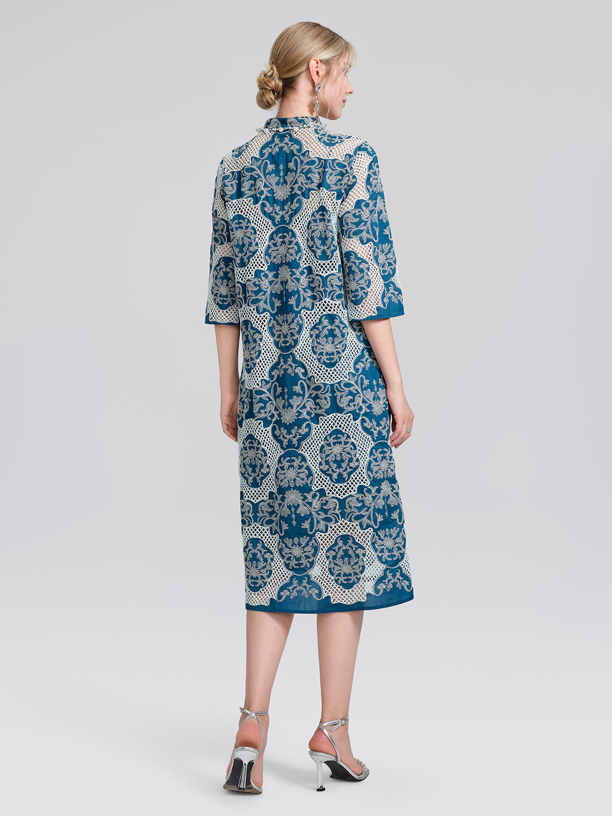 Cutwork Embroidered Beaded Straight Dress