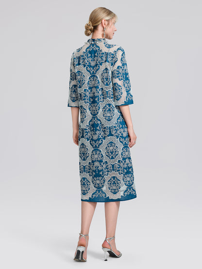 Cutwork Embroidered Beaded Straight Dress