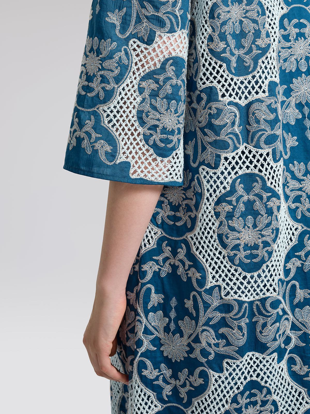Cutwork Embroidered Beaded Straight Dress