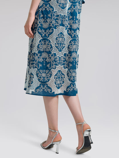 Cutwork Embroidered Beaded Straight Dress