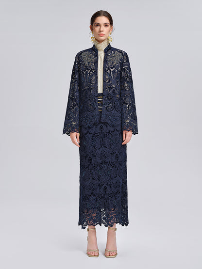 Velvet Lace Cutout Embroidered Jacket