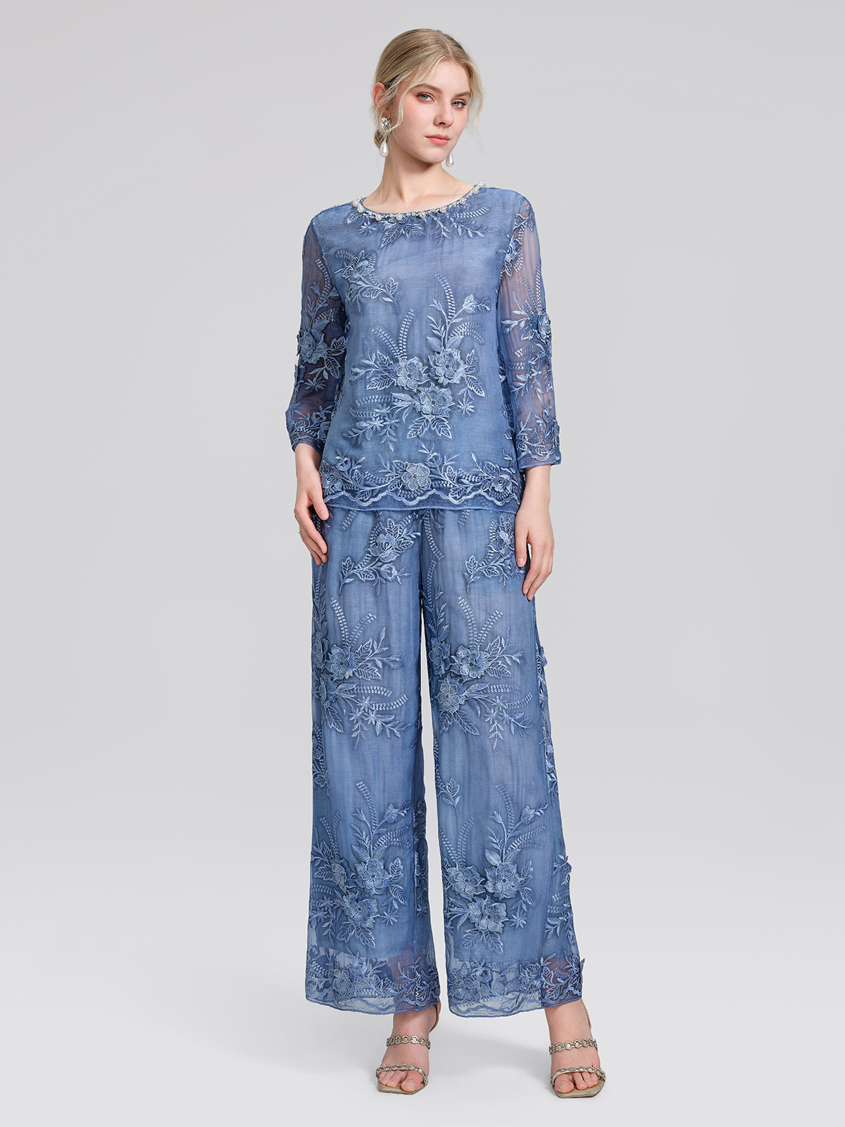 Mulberry Silk Embroidered Beaded Blouse