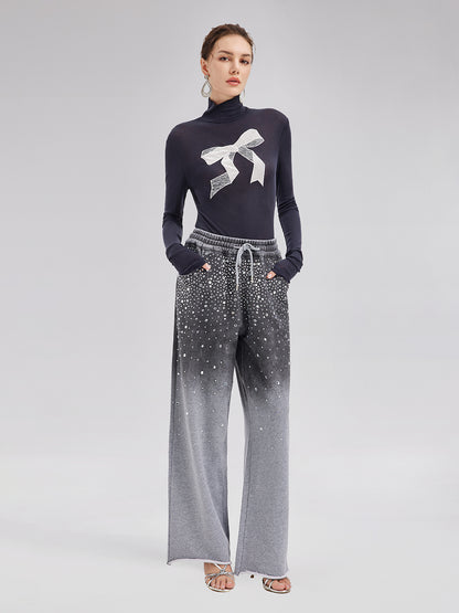 Gradient Starry Beaded Knit Pants