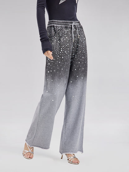 Gradient Starry Beaded Knit Pants