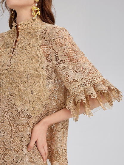 Handcrafted Ribbed Lace Bohemian Top