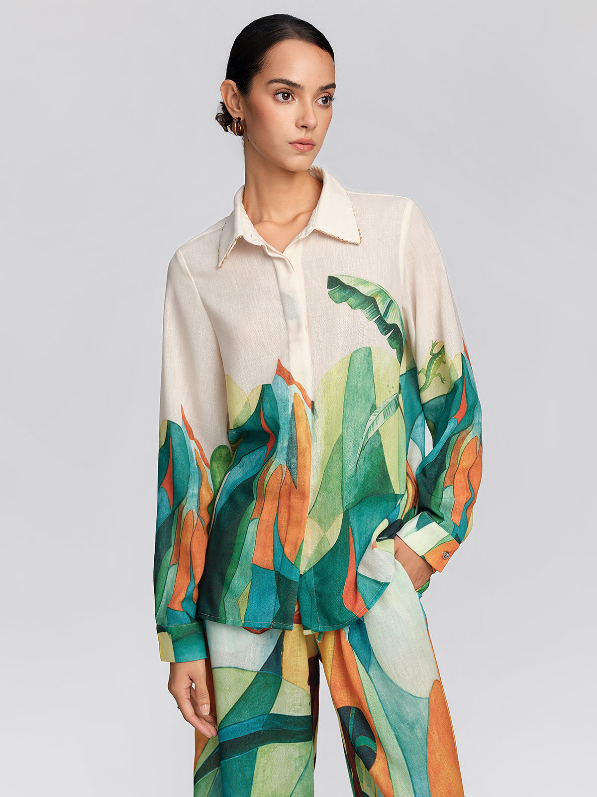 Beaded Tropical Abstract Print Set