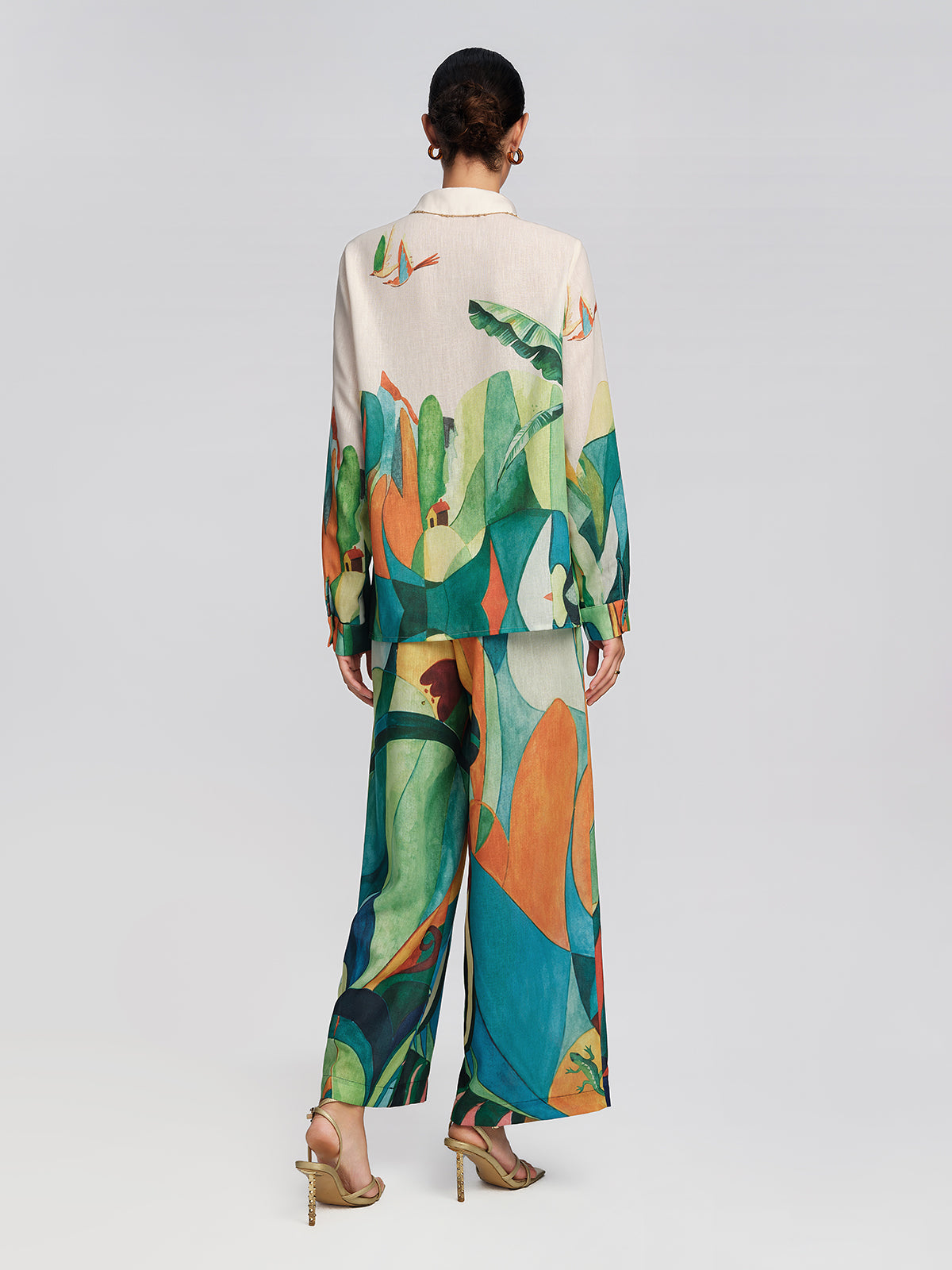 Beaded Tropical Abstract Print Set