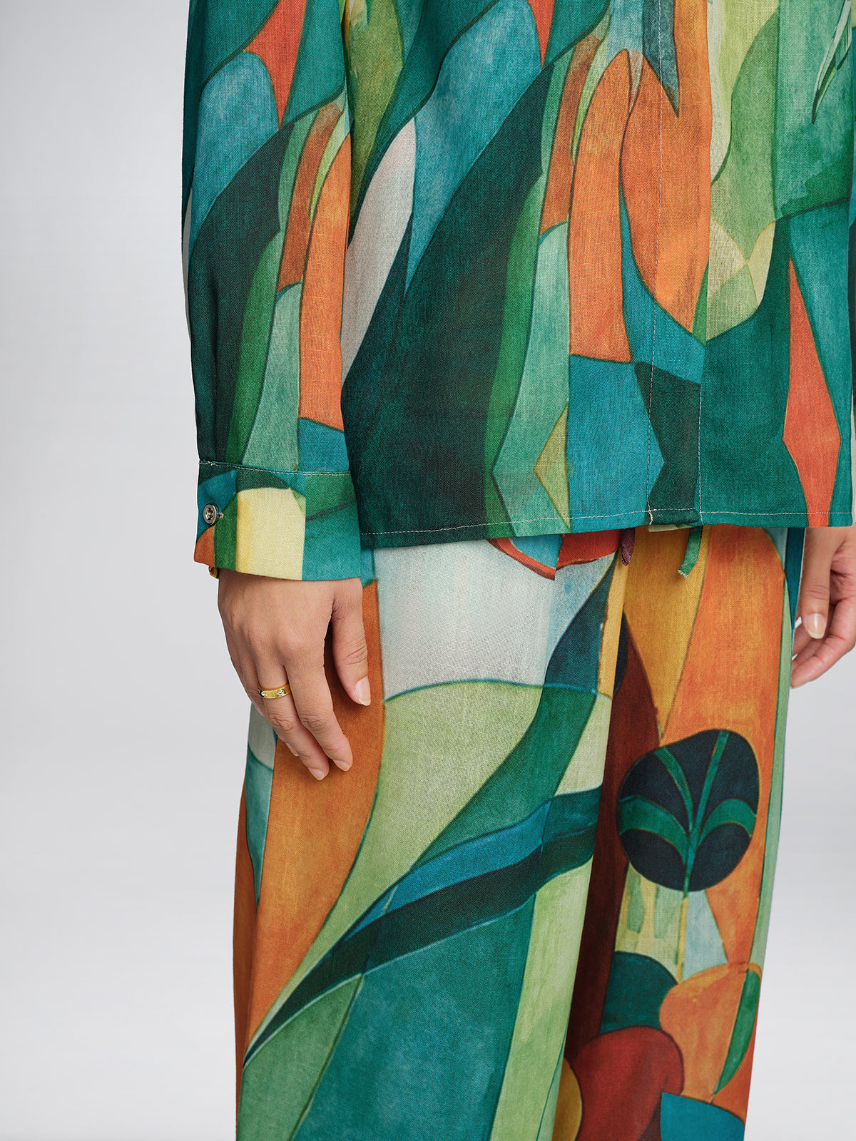 Beaded Tropical Abstract Print Set