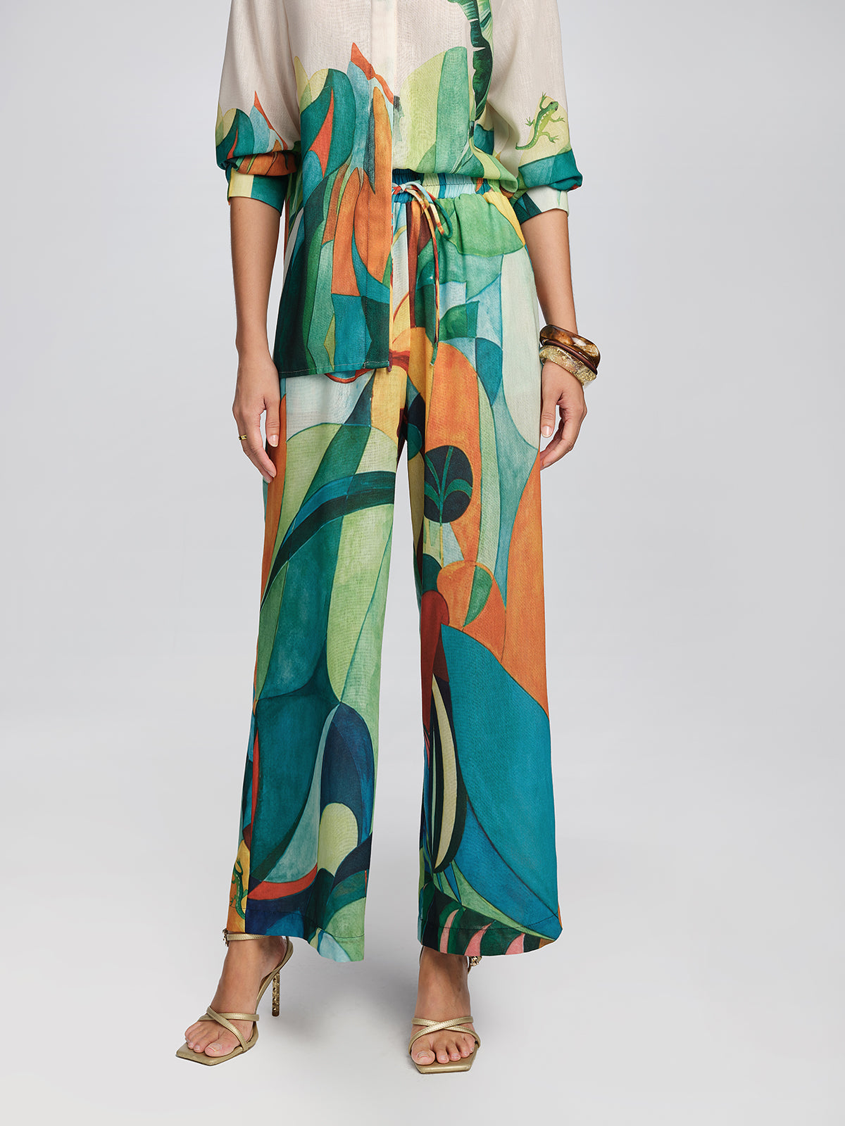 Beaded Tropical Abstract Print Set