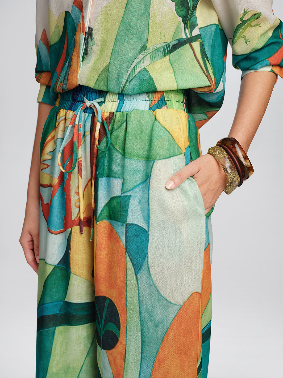 Beaded Tropical Abstract Print Set