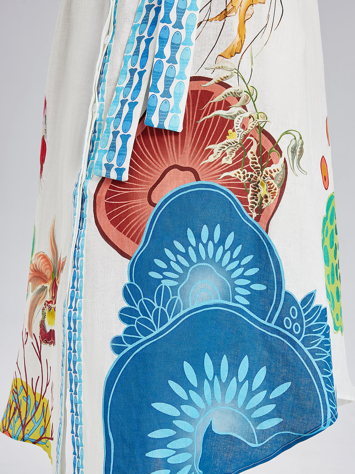 Breathable Natural Linen Printed Dress