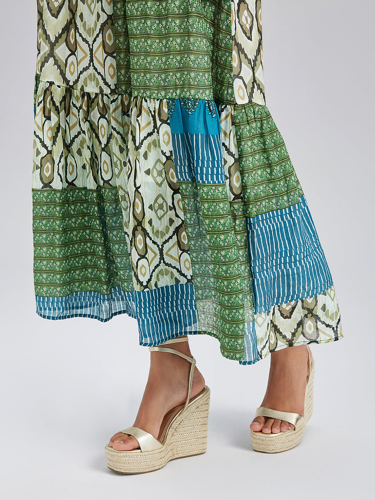Final Sale | Elastic Waist Patchwork Ramie Skirt