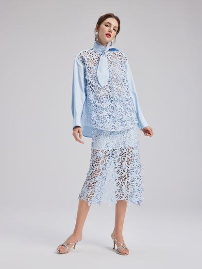 Chic Commuter Sequin-Detail Blouse (Includes Inner Tank)