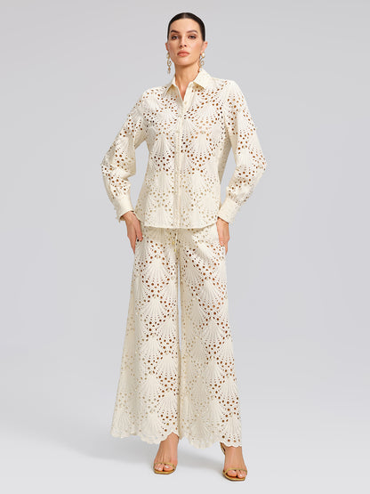 100% Cotton Burnout Pearl Elasticated Waist Trousers