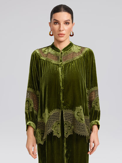 H-line Cutout Silk Velvet Top