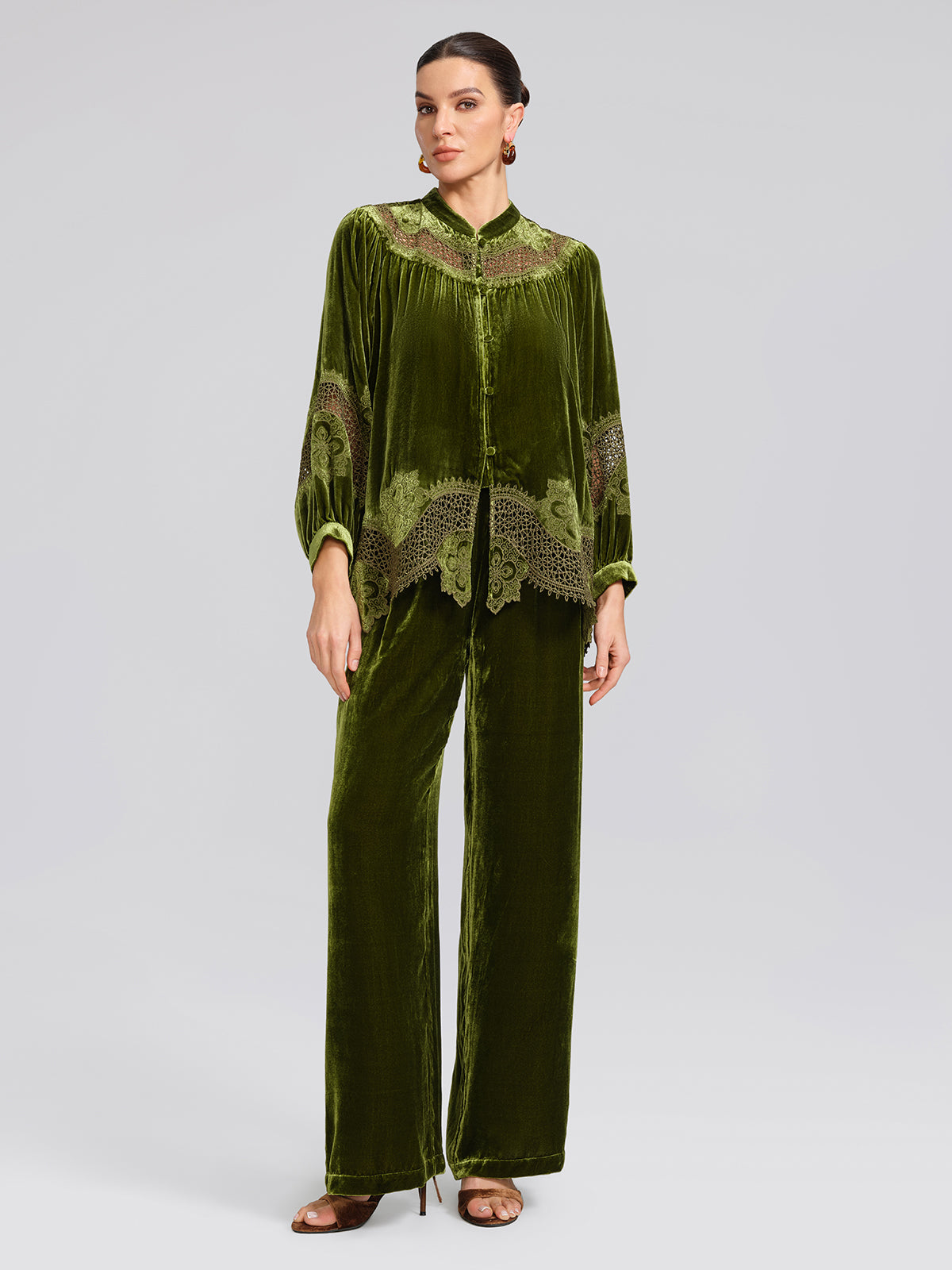 H-line Cutout Silk Velvet Top