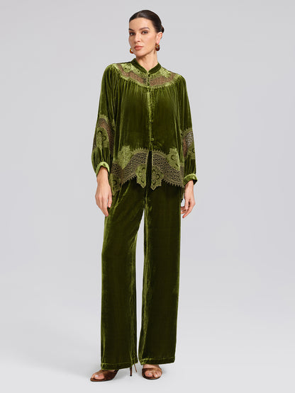 H-line Cutout Silk Velvet Top
