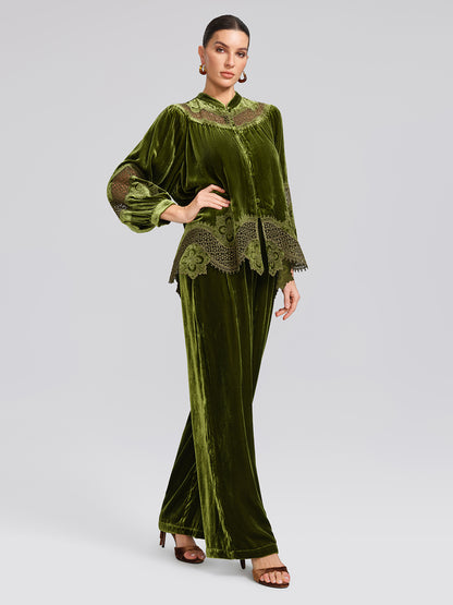 H-line Cutout Silk Velvet Top