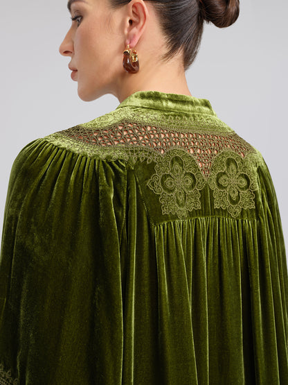 H-line Cutout Silk Velvet Top