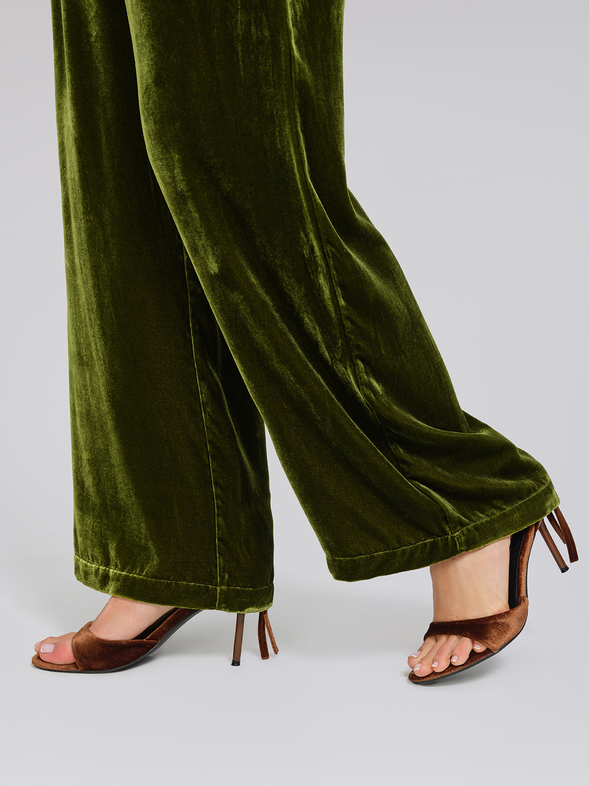 Silk Velvet Elastic-Waist Wide-Leg Pants