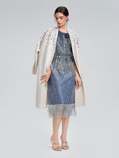 Multicolor Crystal Beaded Embellished Coat
