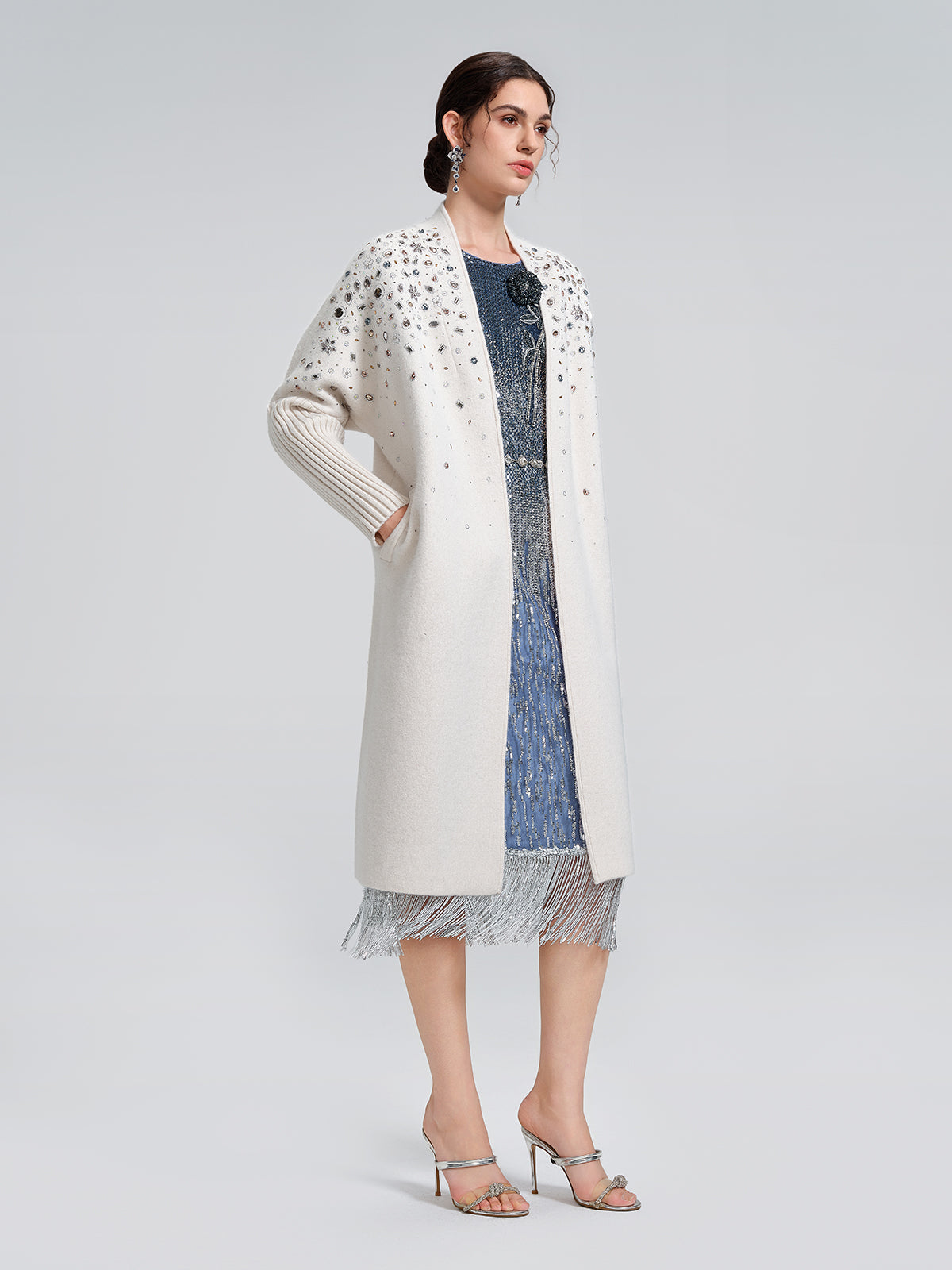 Multicolor Crystal Beaded Embellished Coat