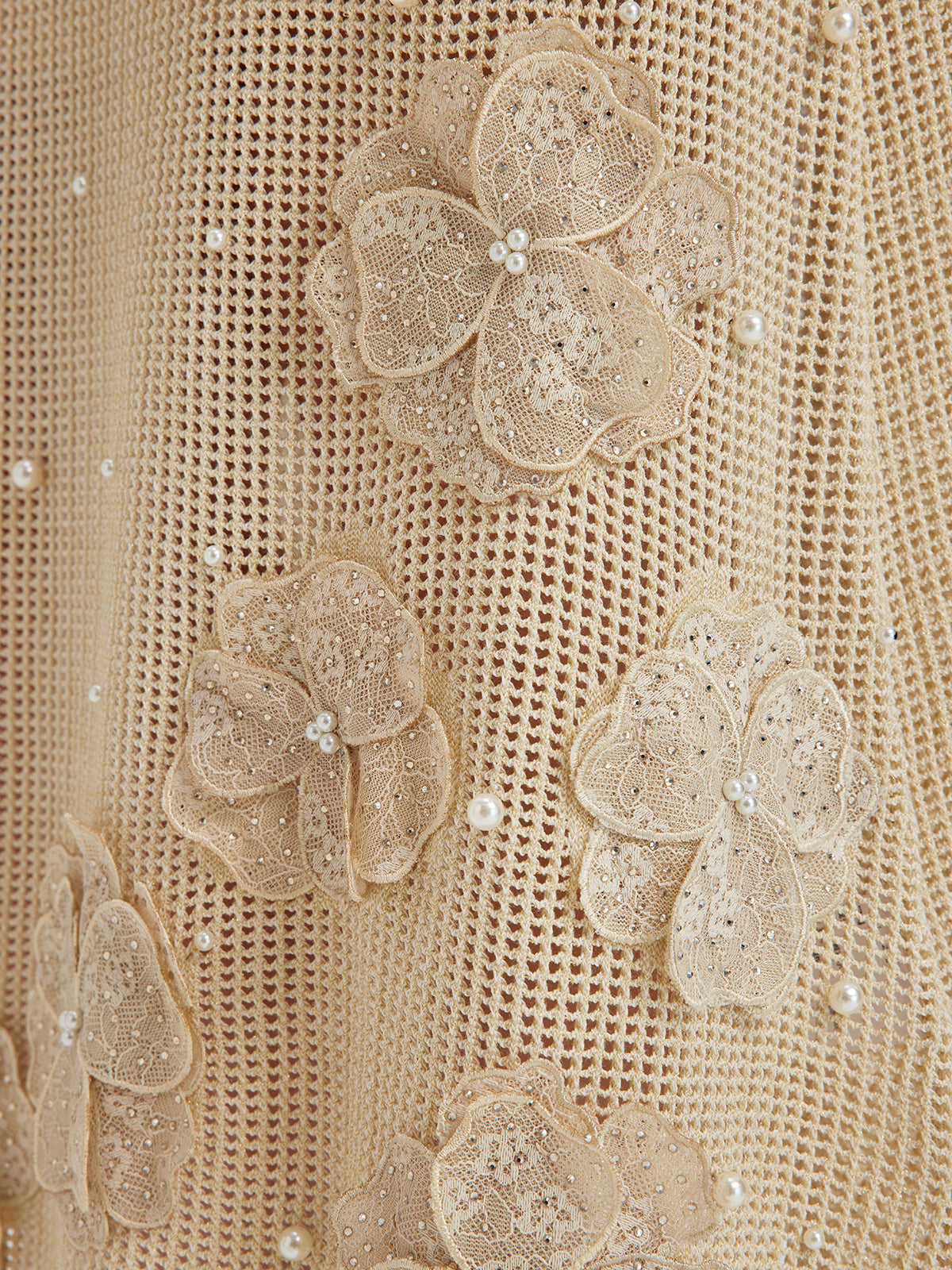 Hand-Lace Beaded Knit Skirt