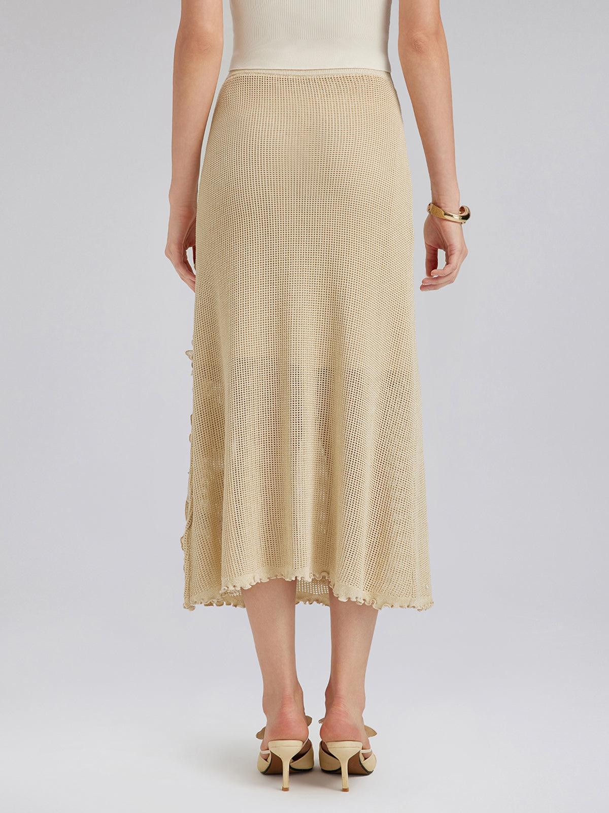 Hand-Lace Beaded Knit Skirt