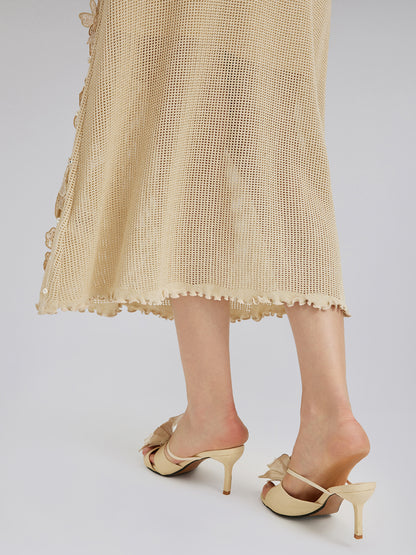 Hand-Lace Beaded Knit Skirt