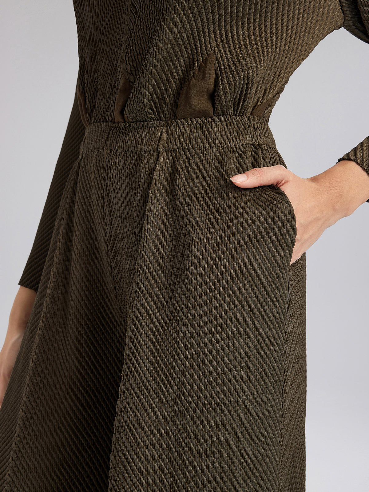Final Sale | Pleated-Texture Elastic-Waist Wide-Leg Pants