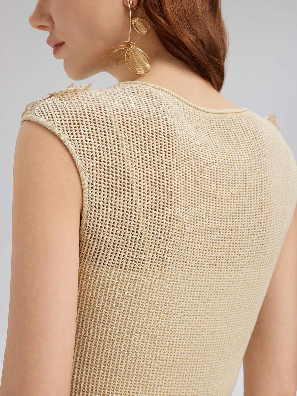 Hand-Lace Beaded Knit Top