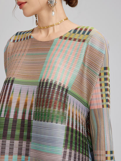 Geometric Print Pleated Elastic Waist Set