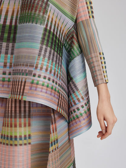 Geometric Print Pleated Elastic Waist Set