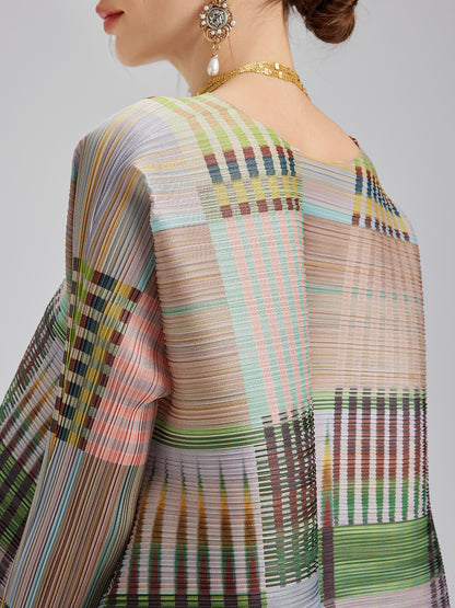 Geometric Print Pleated Elastic Waist Set