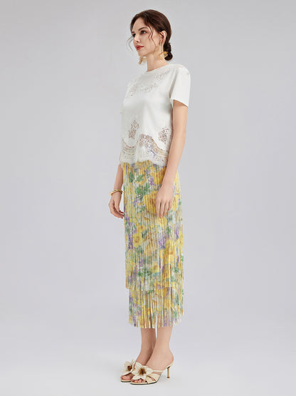 Fashion Lace-Trimmed Cotton Tee