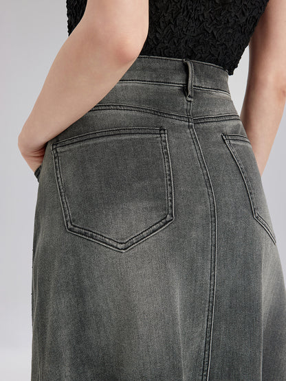 New Embroidered Rhinestone Denim Skirt