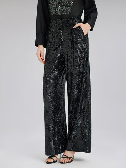 Light Luxury Sequin Wide-Leg Pants