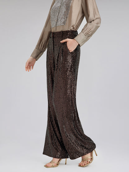 Light Luxury Sequin Wide-Leg Pants