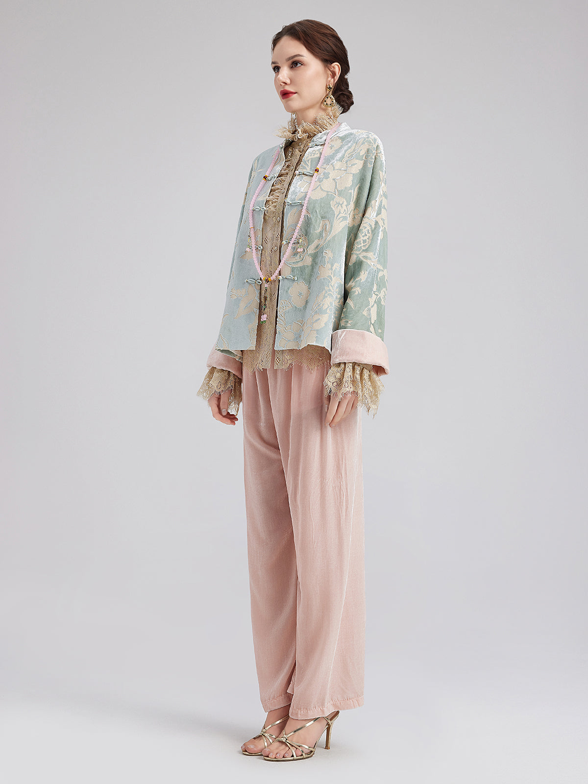 Neo Chinese Style Velvet Floral Jacket