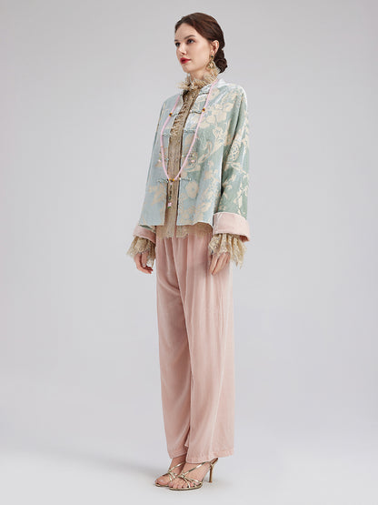 Neo Chinese Style Velvet Floral Jacket
