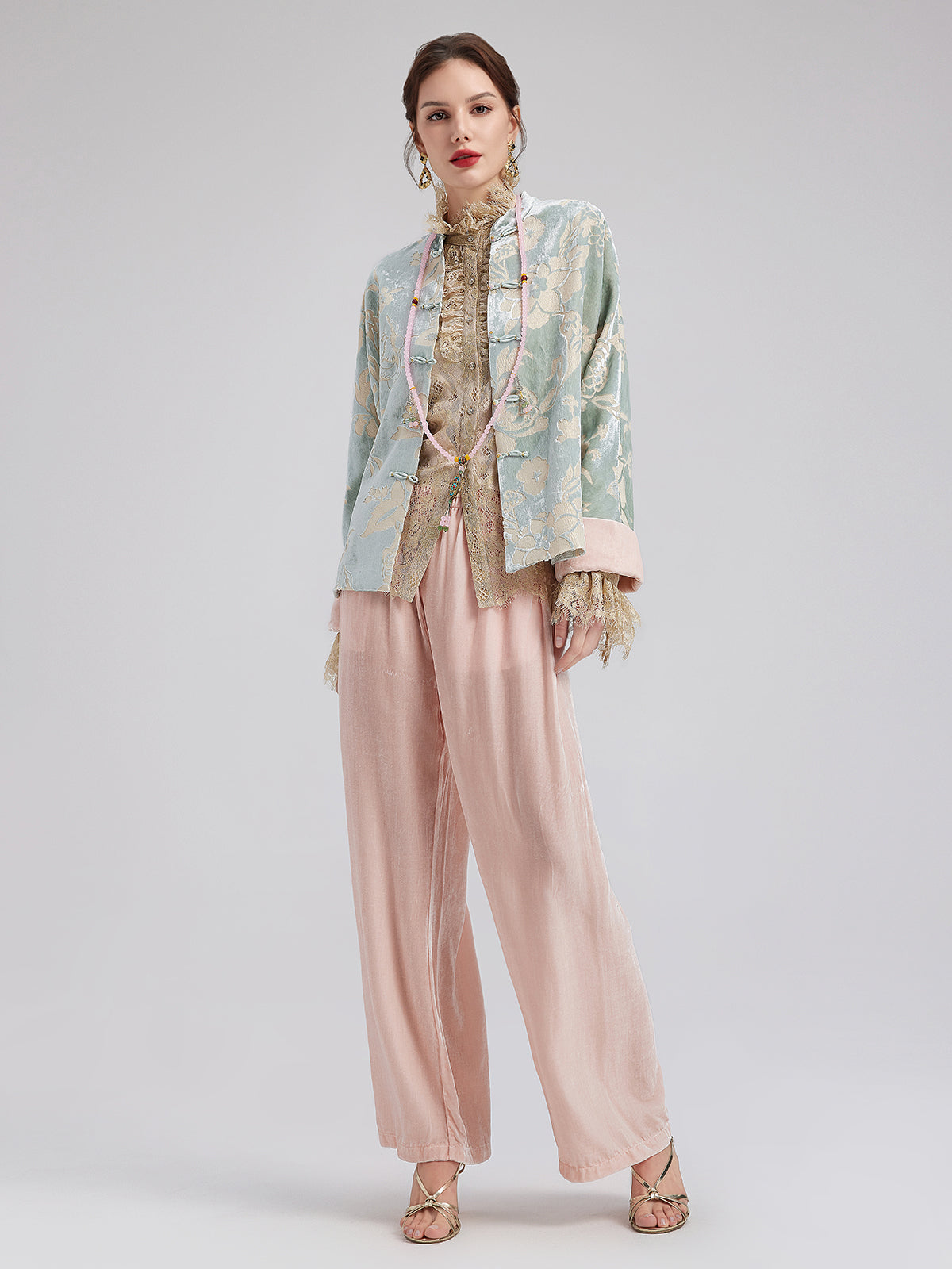 Neo Chinese Style Velvet Floral Jacket
