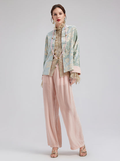Neo Chinese Style Velvet Floral Jacket
