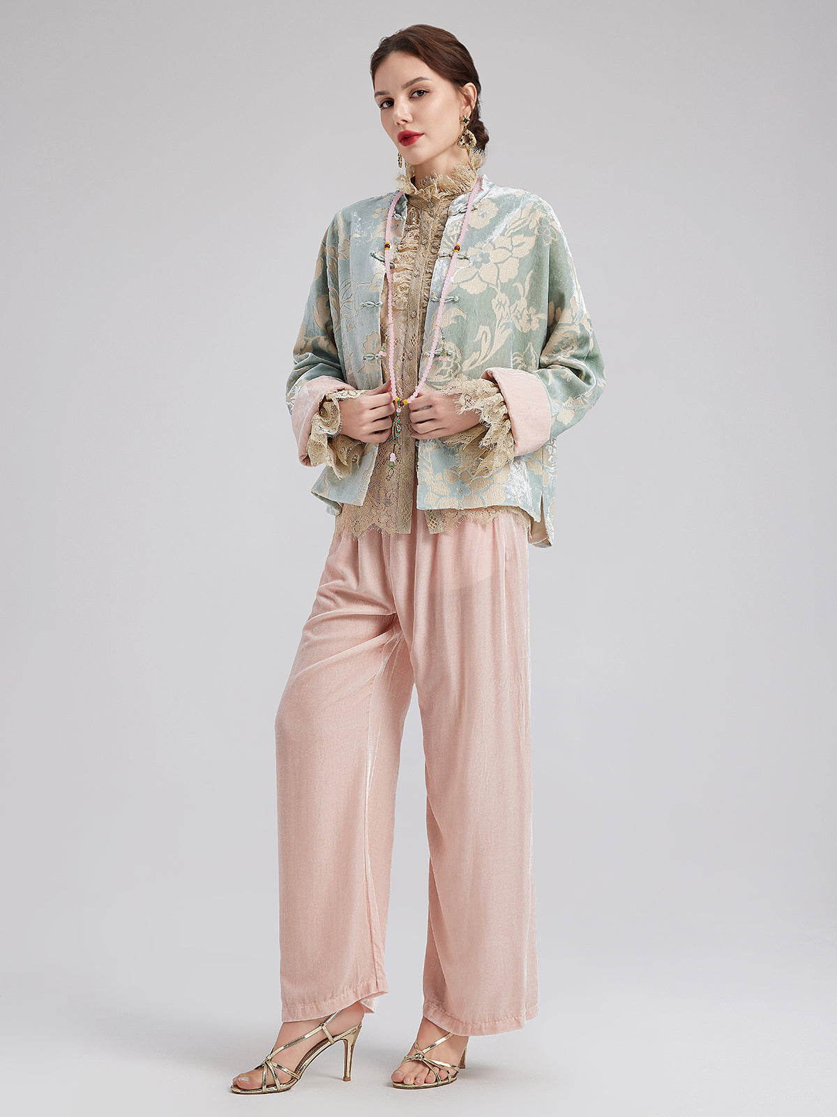 Neo Chinese Style Velvet Floral Jacket
