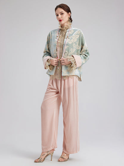 Neo Chinese Style Velvet Floral Jacket