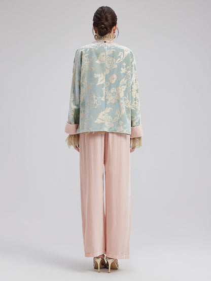 Neo Chinese Style Velvet Floral Jacket