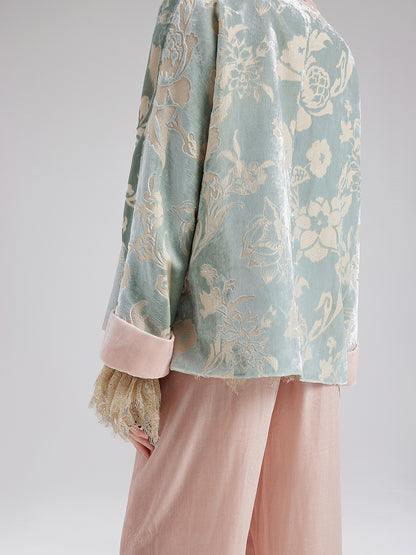 Neo Chinese Style Velvet Floral Jacket