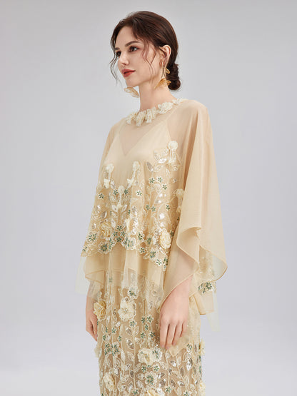 Embellished Floral Sequin Chiffon Blouse