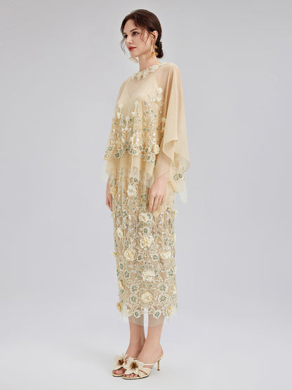 Embellished Floral Sequin Chiffon Blouse